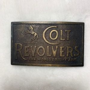 Vtg Wyoming Studio Art COLT REVOLVERS Belt Buckle